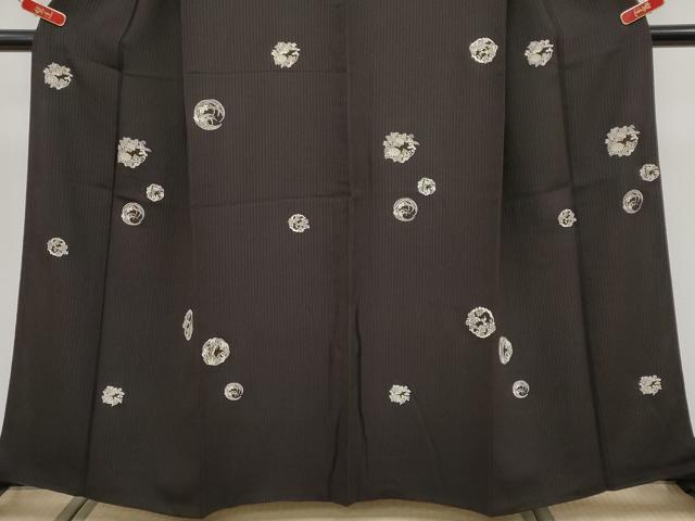 平和屋着物●極上　印傳　小紋　花丸文　赤墨色地　逸品　CYAA4851s6