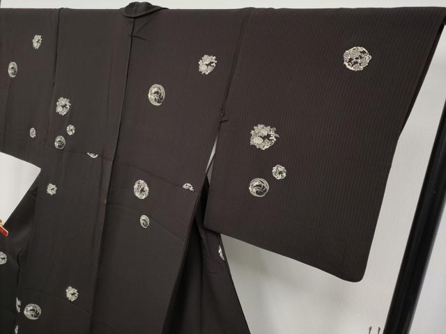 平和屋着物●極上　印傳　小紋　花丸文　赤墨色地　逸品　CYAA4851s6
