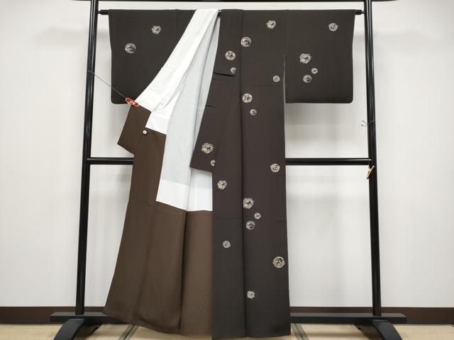 平和屋着物●極上　印傳　小紋　花丸文　赤墨色地　逸品　CYAA4851s6