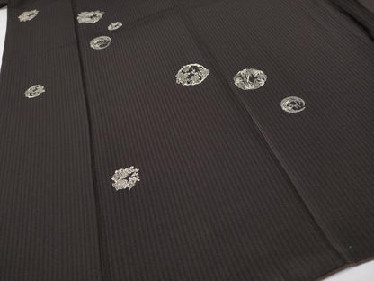 平和屋着物●極上　印傳　小紋　花丸文　赤墨色地　逸品　CYAA4851s6