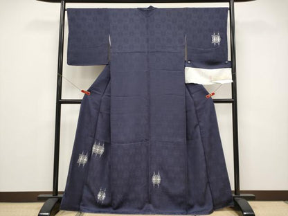 平和屋着物●極上　訪問着　総刺繍　花唐草文　紫黒色地　銀糸　反端付き　逸品　未使用　CYAA4859s6