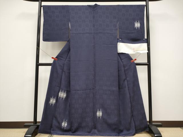 平和屋着物●極上　訪問着　総刺繍　花唐草文　紫黒色地　銀糸　反端付き　逸品　未使用　CYAA4859s6