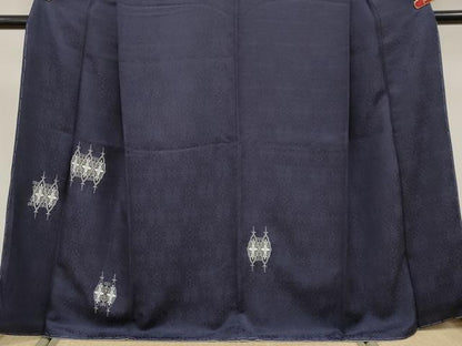 平和屋着物●極上　訪問着　総刺繍　花唐草文　紫黒色地　銀糸　反端付き　逸品　未使用　CYAA4859s6