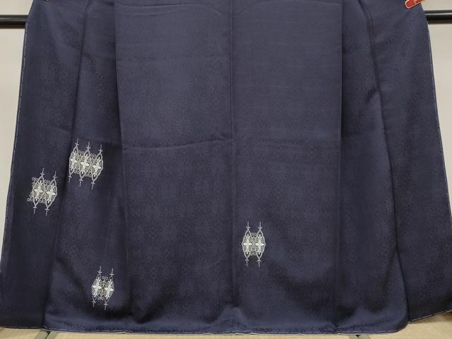 平和屋着物●極上　訪問着　総刺繍　花唐草文　紫黒色地　銀糸　反端付き　逸品　未使用　CYAA4859s6