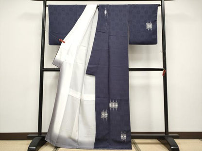 平和屋着物●極上　訪問着　総刺繍　花唐草文　紫黒色地　銀糸　反端付き　逸品　未使用　CYAA4859s6