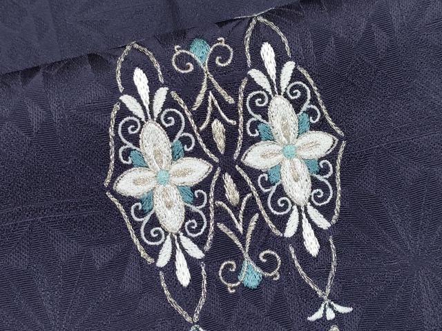 平和屋着物●極上　訪問着　総刺繍　花唐草文　紫黒色地　銀糸　反端付き　逸品　未使用　CYAA4859s6