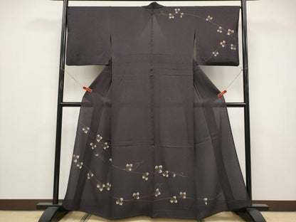 平和屋着物＊極上　夏物　訪問着　網代紋紗　葵　金彩　紅消鼠色地　鈴乃屋扱い　逸品　CYAA4860s6