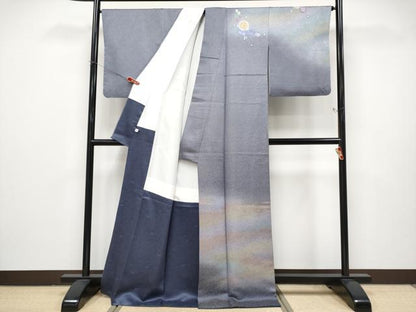 平和屋本店●極上　久保田一竹　幻の辻が花　訪問着　暈し染め　金通し地　薄鼠色地　反端付き　逸品　CYAA4864s6