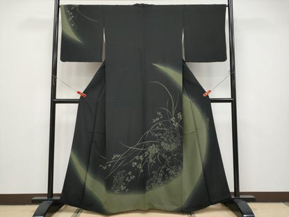 平和屋本店●極上　世界的人形師　辻村寿三郎　ジュサブロー　訪問着　刺繍　七福神　暈し染め　黒地　逸品　CYAA4866s6