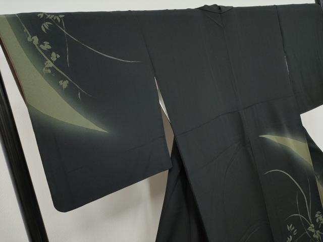 平和屋本店●極上　世界的人形師　辻村寿三郎　ジュサブロー　訪問着　刺繍　七福神　暈し染め　黒地　逸品　CYAA4866s6