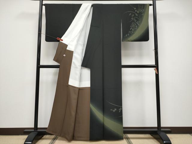 平和屋本店●極上　世界的人形師　辻村寿三郎　ジュサブロー　訪問着　刺繍　七福神　暈し染め　黒地　逸品　CYAA4866s6