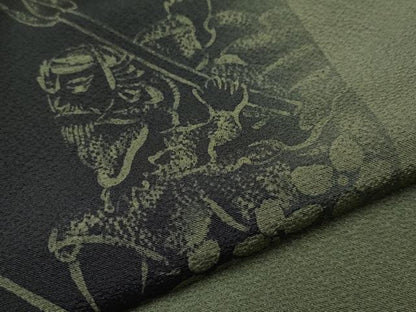 平和屋本店●極上　世界的人形師　辻村寿三郎　ジュサブロー　訪問着　刺繍　七福神　暈し染め　黒地　逸品　CYAA4866s6