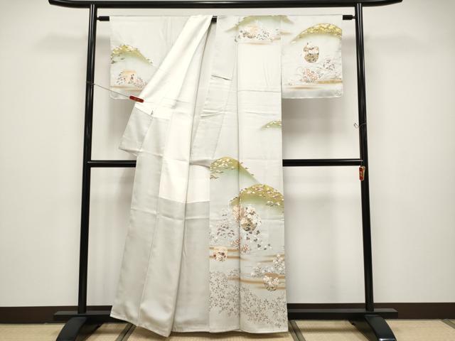 平和屋着物●極上　訪問着　駒刺繍　霞遠山草花文　金彩　逸品　未使用　CYAA4868s6