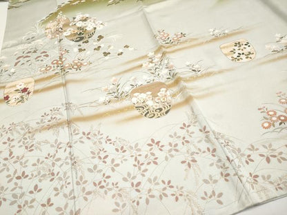 平和屋着物●極上　訪問着　駒刺繍　霞遠山草花文　金彩　逸品　未使用　CYAA4868s6