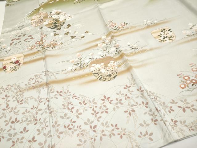 平和屋着物●極上　訪問着　駒刺繍　霞遠山草花文　金彩　逸品　未使用　CYAA4868s6