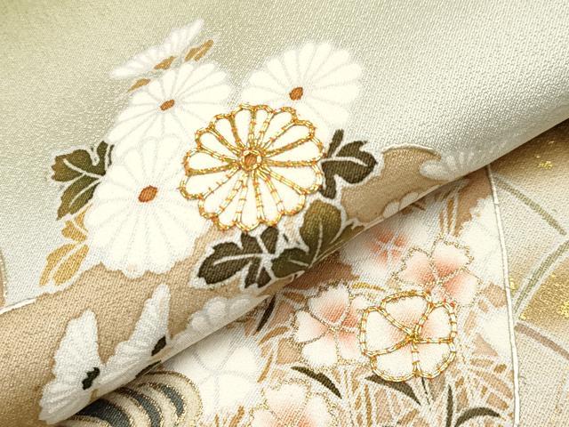 平和屋着物●極上　訪問着　駒刺繍　霞遠山草花文　金彩　逸品　未使用　CYAA4868s6