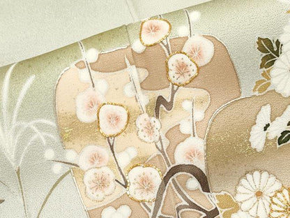 平和屋着物●極上　訪問着　駒刺繍　霞遠山草花文　金彩　逸品　未使用　CYAA4868s6