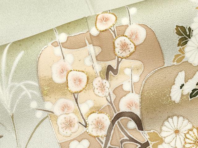 平和屋着物●極上　訪問着　駒刺繍　霞遠山草花文　金彩　逸品　未使用　CYAA4868s6