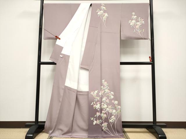 平和屋本店●極上　本加賀友禅作家　野路博　訪問着　枝花文　薄柿色地　逸品　CYAA4869s6