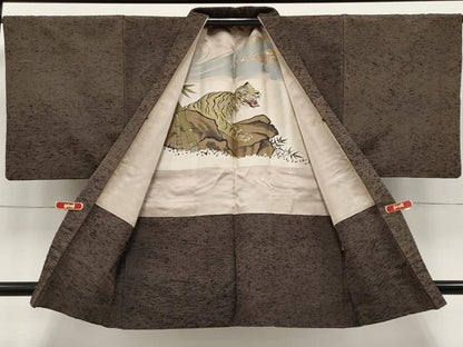平和屋着物●極上　男性　紬　アンサンブル　色無地　憲法色地　逸品　CYAA4871s6