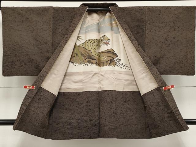 平和屋着物●極上　男性　紬　アンサンブル　色無地　憲法色地　逸品　CYAA4871s6