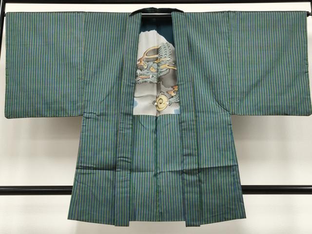 平和屋着物●極上　男性　紬　アンサンブル　縞　逸品　CYAA4872s6
