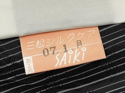 平和屋着物＊極上 夏物 お召 もじり織 白根沢 跳兎 黒地 逸品 CYAA4874s6