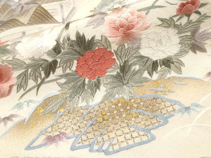 平和屋本店●極上　中国三大刺繍　スワトウ相良刺繍　総刺繍　訪問着　御所解文　鳥の子色地　逸品　CYAA4875s6
