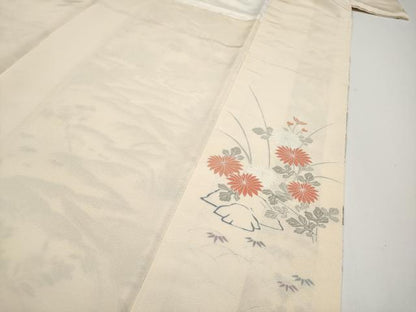 平和屋本店●極上　中国三大刺繍　スワトウ相良刺繍　総刺繍　訪問着　御所解文　鳥の子色地　逸品　CYAA4875s6
