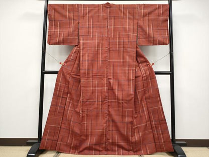 平和屋本店●極上　郡上紬　草木染　格子柄　逸品　CYAA4880s6