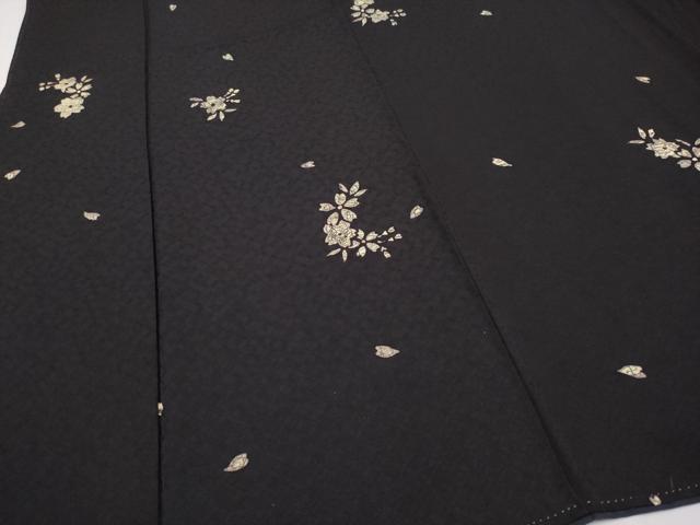 平和屋着物●極上　小紋　葛染め　舞桜文　黒地　逸品　未使用　CYAA4881s6