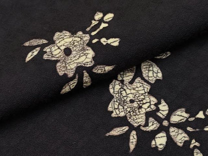 平和屋着物●極上　小紋　葛染め　舞桜文　黒地　逸品　未使用　CYAA4881s6