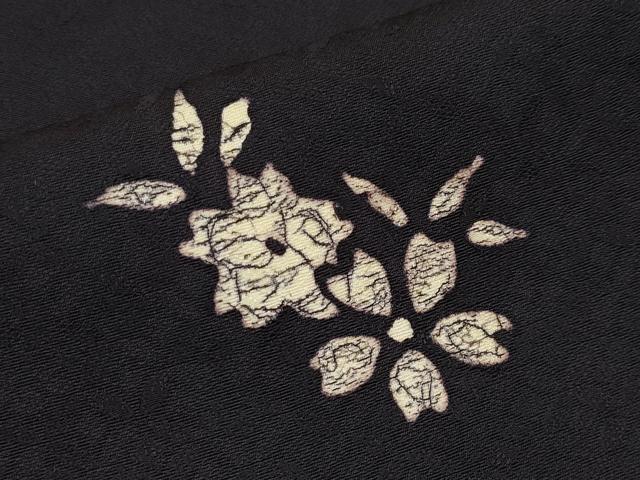 平和屋着物●極上　小紋　葛染め　舞桜文　黒地　逸品　未使用　CYAA4881s6