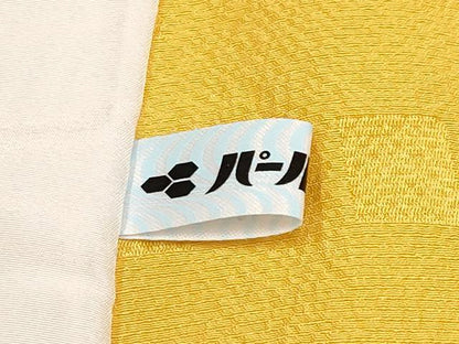 平和屋本店▽極上 京都染織メーカー・貴久樹謹製　野蚕糸　ナチュラルタッサー　色無地　単衣　山吹色　証紙付き　逸品　未使用 CYAA4882s6