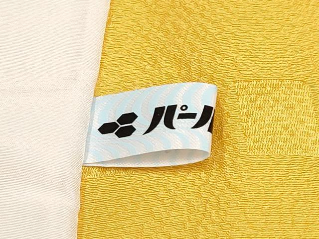 平和屋本店▽極上 京都染織メーカー・貴久樹謹製　野蚕糸　ナチュラルタッサー　色無地　単衣　山吹色　証紙付き　逸品　未使用 CYAA4882s6