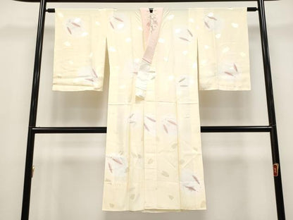 平和屋着物●上質な長襦袢　無双仕立て　兎　砥粉色地　半衿刺繍　逸品　未使用　CYAA4888s6