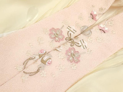 平和屋着物●上質な長襦袢　無双仕立て　兎　砥粉色地　半衿刺繍　逸品　未使用　CYAA4888s6