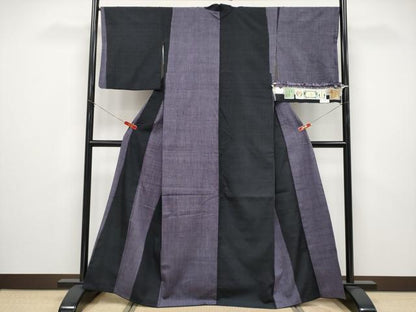 平和屋本店●極上　本場結城紬　重要無形文化財　間道　証紙付き　逸品　CYAA5104s6