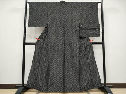 平和屋着物▽極上　京都・西陣　織元ブランド　秦流舎　お召　単衣　衣々　黒地　やまと誂製　反端付き　逸品　未使用　CYAA4893s6