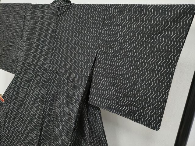 平和屋着物▽極上　京都・西陣　織元ブランド　秦流舎　お召　単衣　衣々　黒地　やまと誂製　反端付き　逸品　未使用　CYAA4893s6