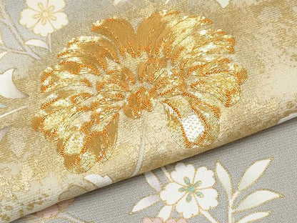 平和屋本店●極上　訪問着　駒刺繍　更紗花唐草文　暈し染め　金彩　茶鼠色地　逸品　CYAA4897s6