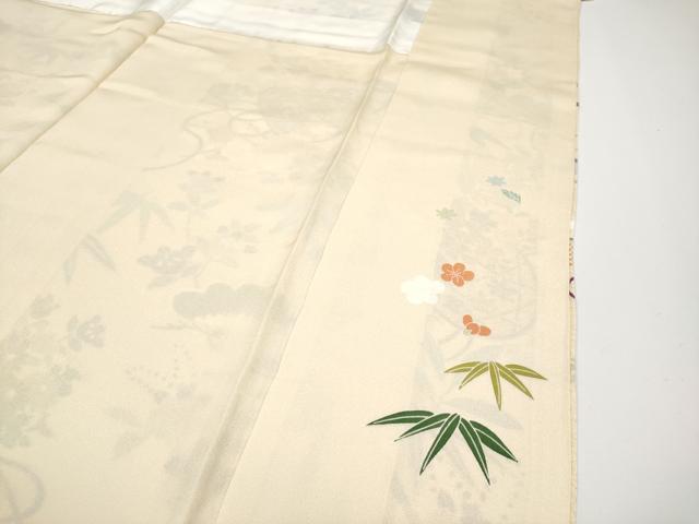 平和屋本店●極上　訪問着　駒刺繍　花籠文　金彩　薄香色地　逸品　CYAA4898s6