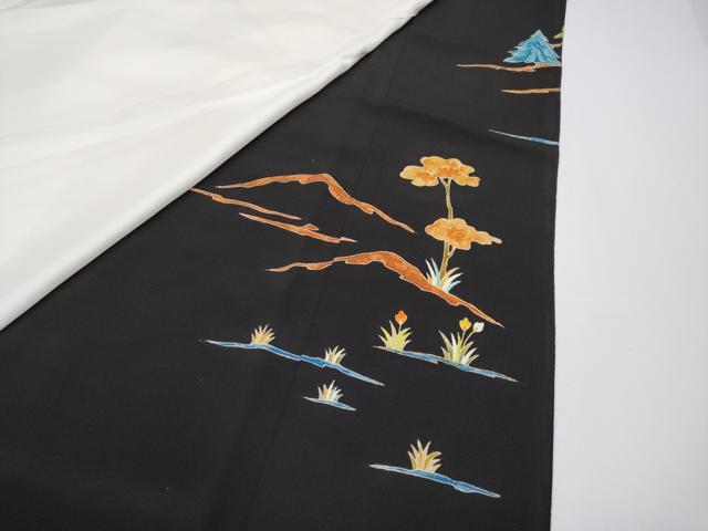 平和屋着物●極上　野口彦太郎　大彦三代目　江戸染繍友禅　黒留袖　刺繍　風景文　金彩　高島屋金ラベル　逸品　未使用　CYAA4900s6
