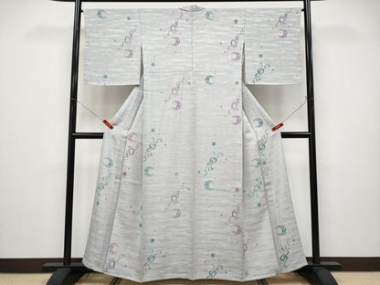 平和屋着物▽極上　小紋　単衣　猫　月　潤色地　逸品　未使用　CYAA4901s6