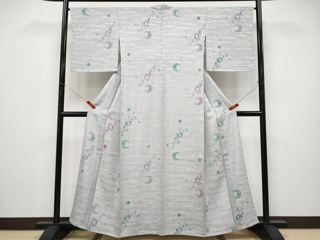平和屋着物▽極上　小紋　単衣　猫　月　潤色地　逸品　未使用　CYAA4901s6