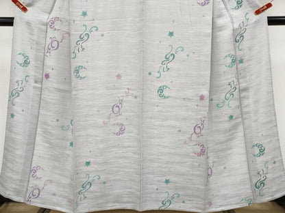平和屋着物▽極上　小紋　単衣　猫　月　潤色地　逸品　未使用　CYAA4901s6