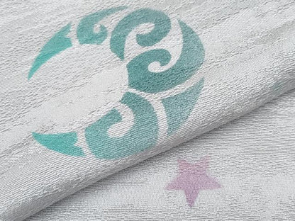 平和屋着物▽極上　小紋　単衣　猫　月　潤色地　逸品　未使用　CYAA4901s6