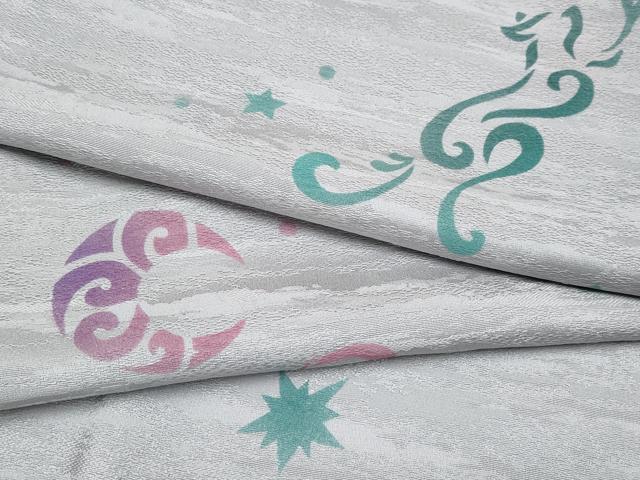 平和屋着物▽極上　小紋　単衣　猫　月　潤色地　逸品　未使用　CYAA4901s6