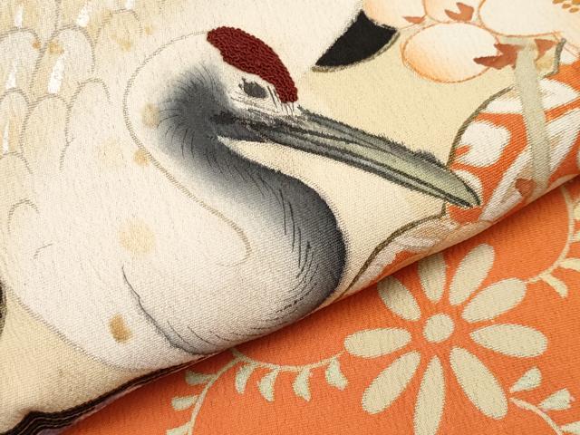 平和屋本店●極上　アンティーク　大正ロマン　中国三大刺繍　相良刺繍　振袖　飛鶴貝桶花文　黒地　逸品　CYAA4904s6