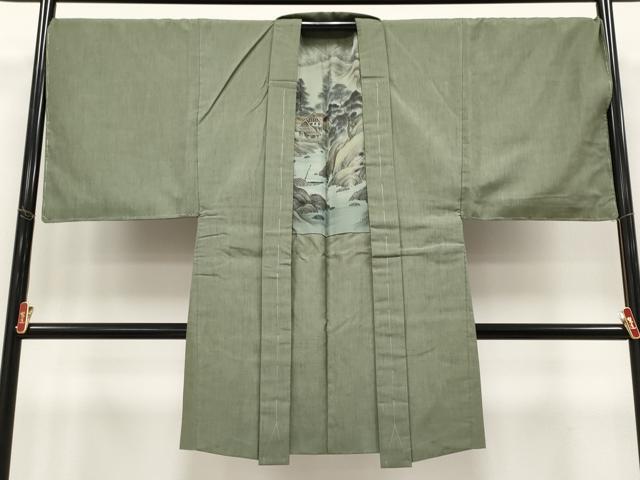 平和屋着物●極上　男性　京都の和装業の老舗一門　千切屋　縹紬　アンサンブル　キングサイズ　鶸茶色　証紙付き　逸品 未使用 CYAA4909s6